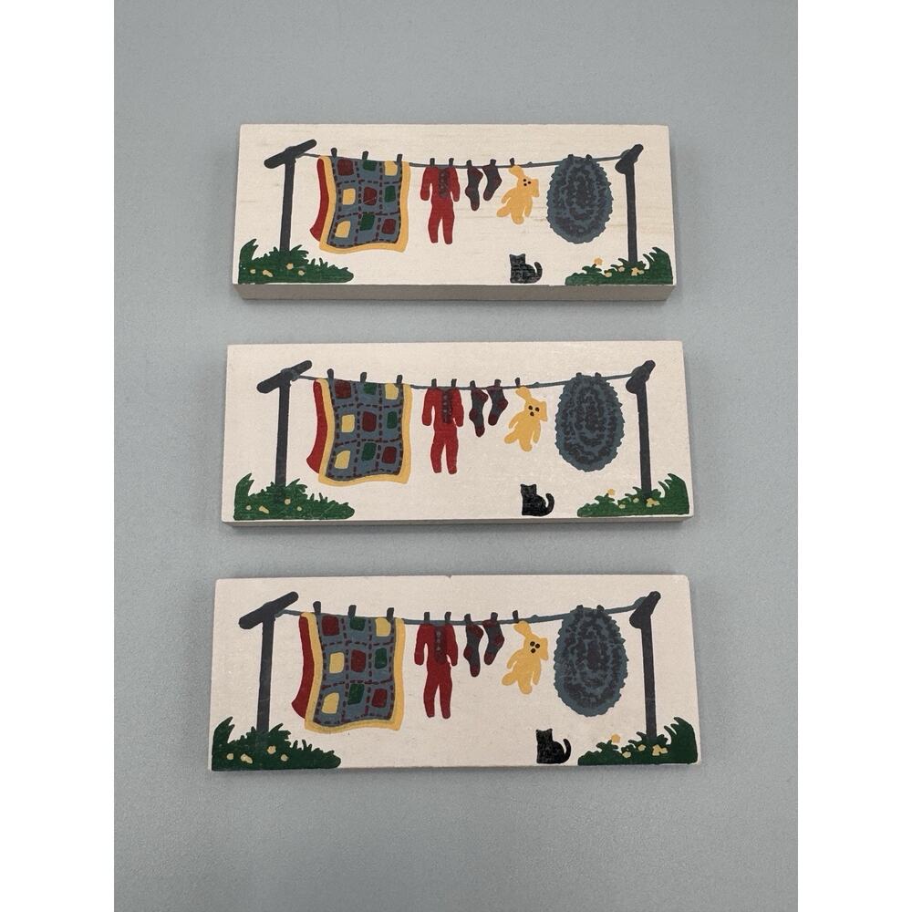 The Cats Meow Village Clotheslines Wooden Accessory Shelf Sitter Set Of 3